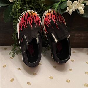 Vans Toddler size 7 Black Flame Slip-On Shoes